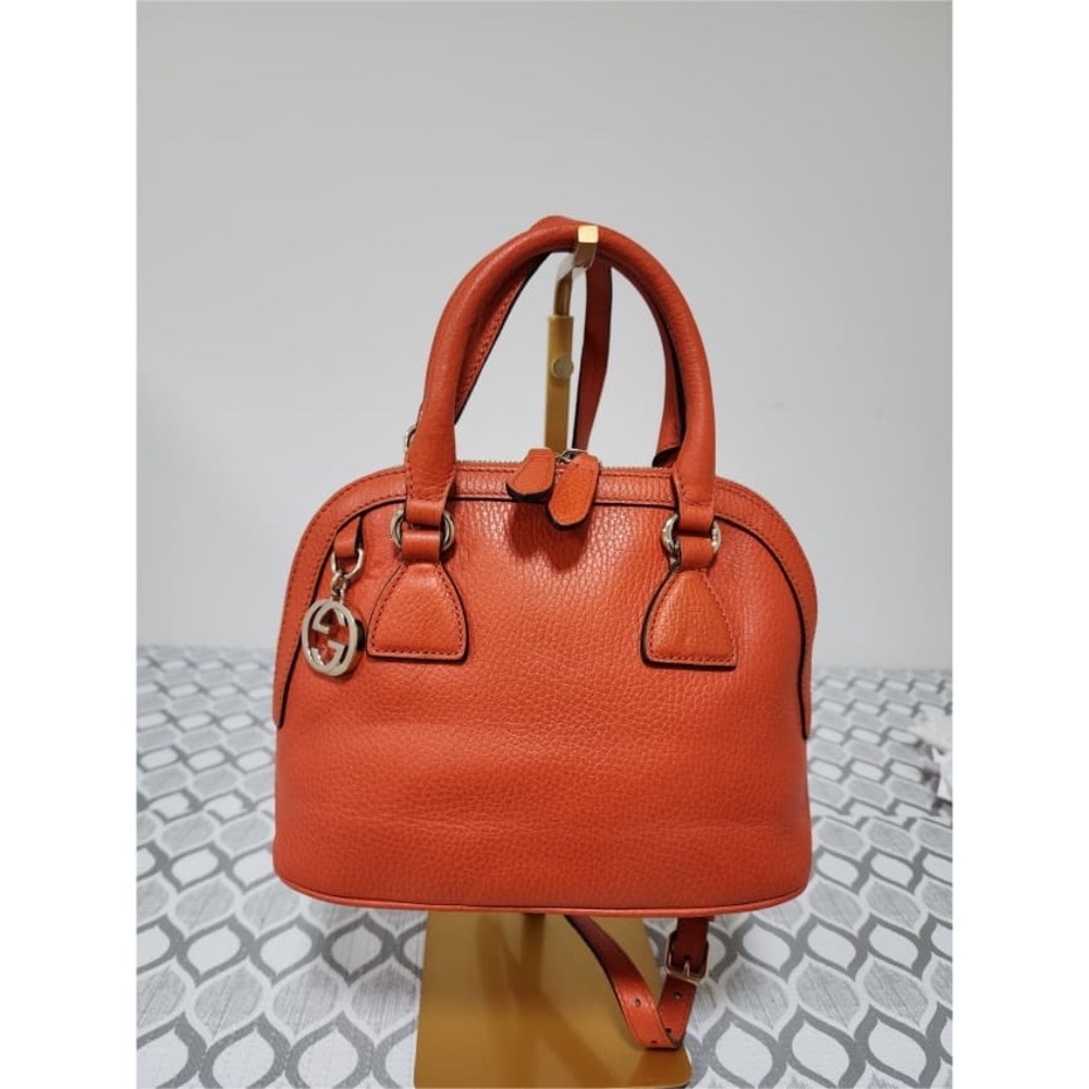 Authentic Gucci Mini Leather Interlocking G Dome … - image 1